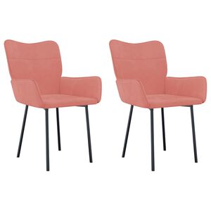 vidaXL Chaises &agrave; manger lot de 2 Rose Velours