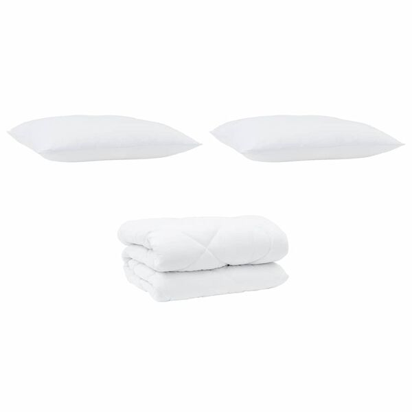 vidaXL Duvet d'hiver avec oreiller 3 pcs Blanc Microfibre