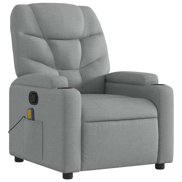 vidaXL Fauteuil de massage inclinable Gris clair Tissu