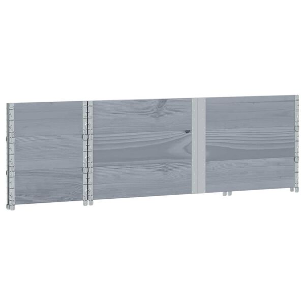vidaXL Colliers de palette 3 pcs gris 150x50 cm bois de pin solide