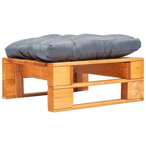 vidaXL Repose-pied palette de jardin et coussin gris marron miel bois