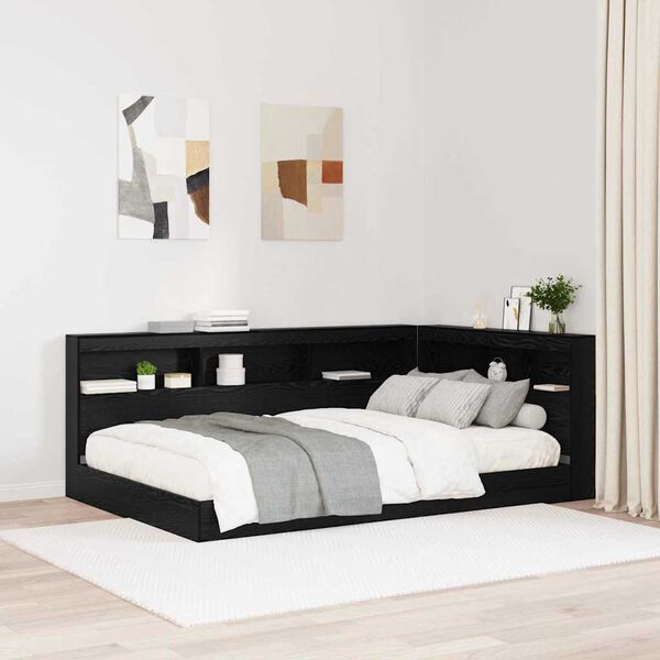 vidaXL T&ecirc;te de lit de rangement Ch&ecirc;ne noir 120 cm Bois d'ing&eacute;nierie