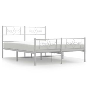 vidaXL Cadre de lit m&eacute;tal sans matelas et pied de lit blanc 140x200 cm