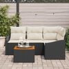 vidaXL Ensemble de canap&eacute; de jardin 5 pcs Noir et Cr&egrave;me polyrotin