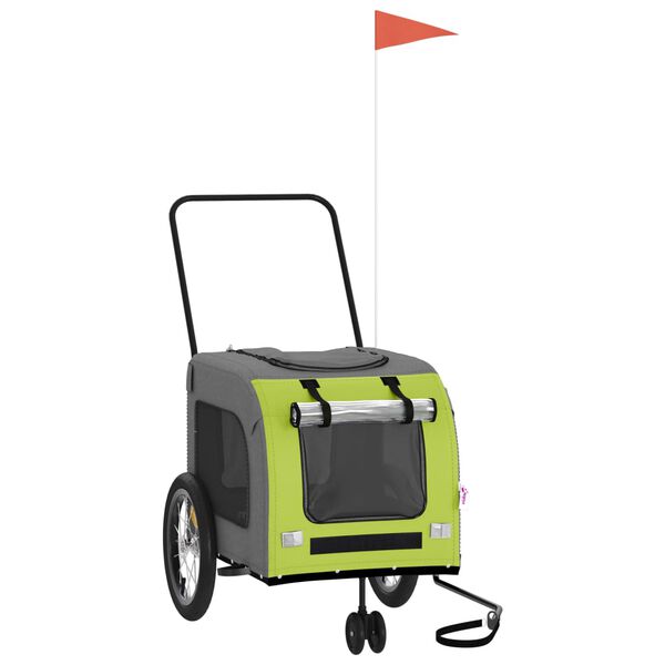 vidaXL Remorque de v&eacute;lo pour animaux de compagnie vert et gris