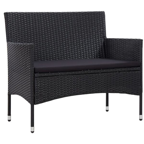 vidaXL Salon de jardin 4 pcs avec coussins R&eacute;sine tress&eacute;e Noir