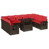 vidaXL Ensemble de canap&eacute; de jardin 10 pcs avec coussins marron