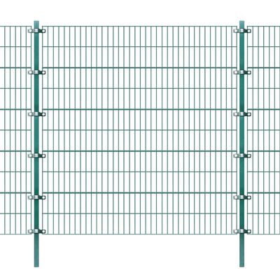 vidaXL Panneau de clôture et poteaux Fer enduit de poudre 6x2 m Vert
