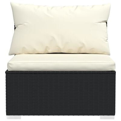 vidaXL Salon de jardin 8 pcs avec coussins résine tressée noir