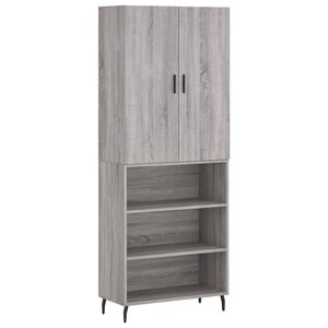 vidaXL Buffet haut Sonoma gris 69,5x34x180 cm Bois d'ing&eacute;nierie