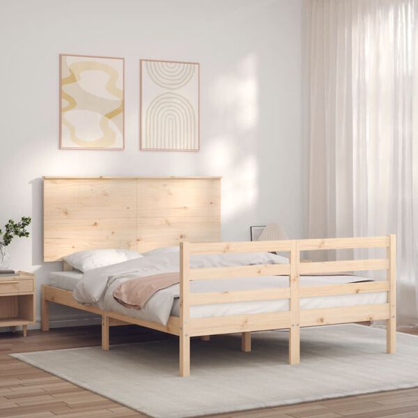 vidaXL Cadre de lit sans matelas 140x190 cm bois massif