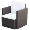 vidaXL Chaise de jardin et coussins et oreillers R&eacute;sine tress&eacute;e Marron