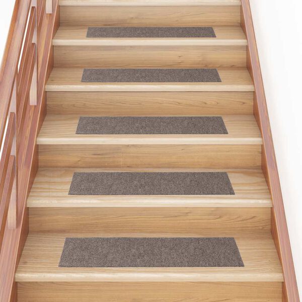 vidaXL Tapis d'escalier autocollants 15 pièces 76 x 20 cm Beige Rectangulaire