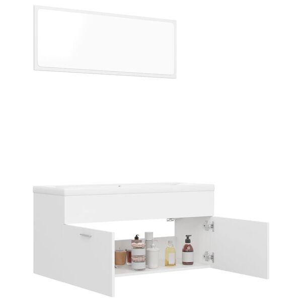 vidaXL Ensemble de meubles de salle de bain Blanc Agglom&eacute;r&eacute;