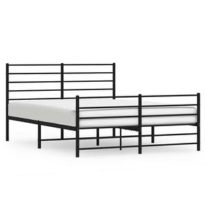 vidaXL Cadre de lit m&eacute;tal sans matelas avec pied de lit noir 150x200cm