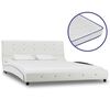 vidaXL Lit avec matelas à mémoire de forme Blanc Similicuir 140x200 cm