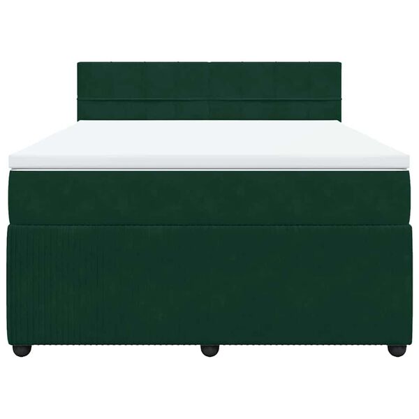 vidaXL Sommier &agrave; lattes de lit et matelas Vert fonc&eacute; 140x190cm Velours
