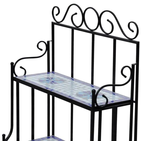 vidaXL Support pour plantes Mosa&iuml;que bleu et blanc