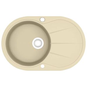 vidaXL &Eacute;vier de cuisine Granit Seul lavabo Ovale Beige