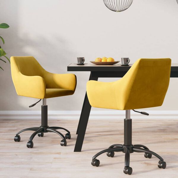 vidaXL Chaises &agrave; manger pivotantes lot de 2 jaune moutarde velours