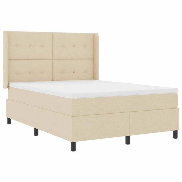 vidaXL Lit &agrave; ressorts avec matelas Cr&egrave;me 140 x 200 cm tissu