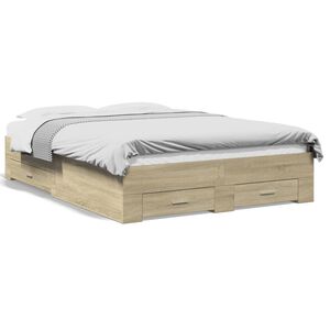 vidaXL Cadre de lit avec tiroirs sans matelas ch&ecirc;ne sonoma 120x190 cm