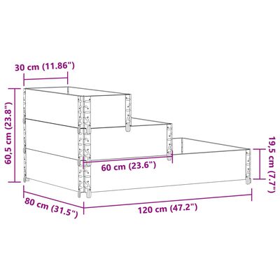 vidaXL Lit surélevé à 3 niveaux 120x80 cm bois de pin massif