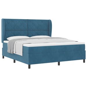 vidaXL Lit &agrave; ressorts avec matelas Bleu fonc&eacute; 200 x 180 cm Polyester