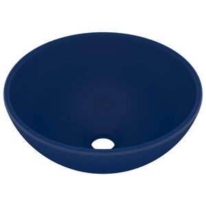 vidaXL Lavabo rond de luxe de salle Bleu fonc&eacute; mat 32,5x14cm C&eacute;ramique