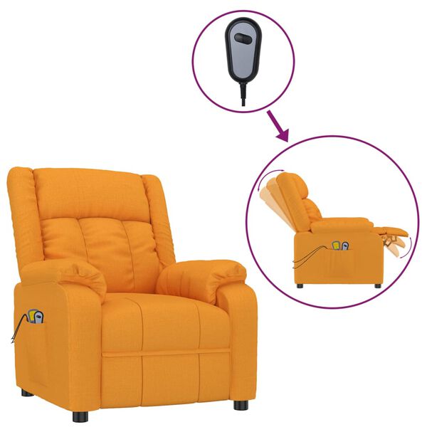 vidaXL Fauteuil &eacute;lectrique de massage Jaune Tissu