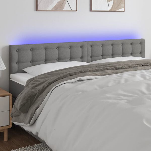 vidaXL T&ecirc;te de lit &agrave; LED Gris fonc&eacute; 160x5x78/88 cm Tissu