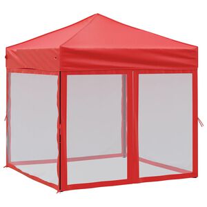 vidaXL Tente de r&eacute;ception pliable avec parois Rouge 2x2 m
