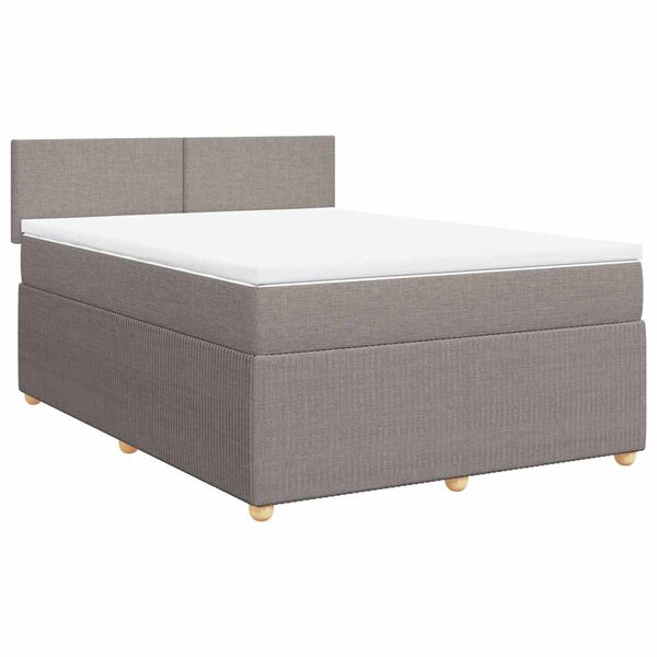 vidaXL Sommier &agrave; lattes de lit avec matelas Taupe 140x190 cm Tissu