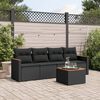 vidaXL Salon de jardin 5 pcs avec coussins noir r&eacute;sine tress&eacute;e