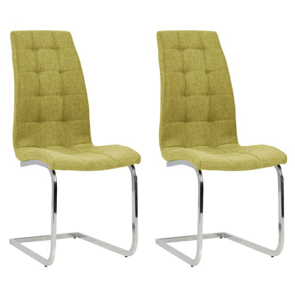 vidaXL Chaises &agrave; manger cantilever lot de 2 vert tissu