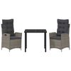 vidaXL Ensemble de salle &agrave; manger pour jardin 3 pcs Gris polyrotin
