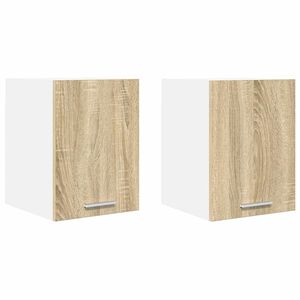 vidaXL Armoire suspendue avec porte Riga 2 pcs Ch&ecirc;ne Sonoma et Blanc