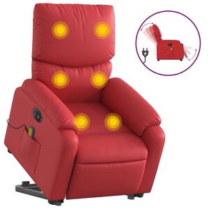 vidaXL Fauteuil inclinable de massage &eacute;lectrique rouge similicuir