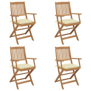 vidaXL Chaises pliables de jardin lot de 4 avec coussins Bois d'acacia