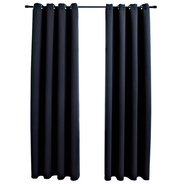 vidaXL Rideaux occultants avec anneaux en métal 2 pcs Noir 140x245 cm
