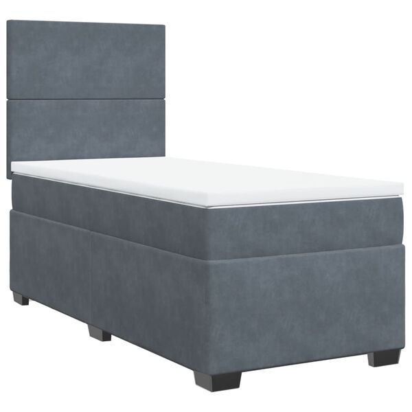 vidaXL Sommier &agrave; lattes de lit et matelas Gris fonc&eacute; 90x190 cm Velours