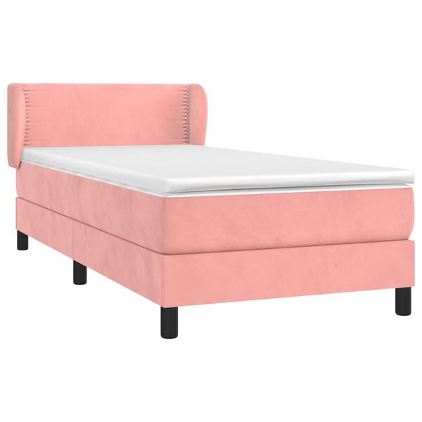 vidaXL Sommier &agrave; lattes de lit avec matelas Rose 90x200 cm Velours