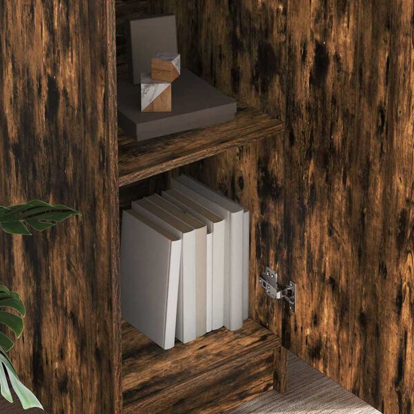 vidaXL Highboard Chêne fumé 35 x 39 x 168 cm Bois d'ingénierie