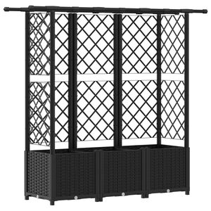 vidaXL Lit &Eacute;lev&eacute; avec Treillis et Toit Noir 162,5 x 40 x 138 cm PP