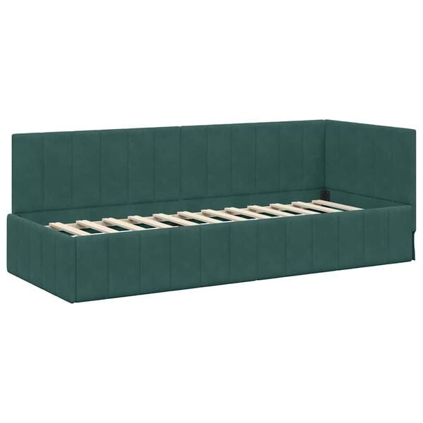 vidaXL Cadre de lit d'angle Vert fonc&eacute; 80 cm x 200 cm Velours
