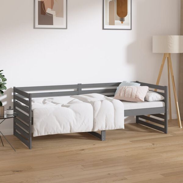 vidaXL Lit de jour sans matelas gris 80x200 cm bois de pin massif