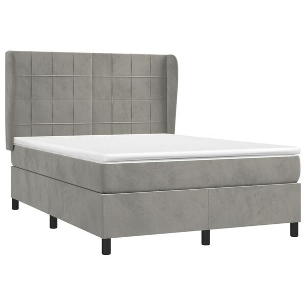 vidaXL Sommier &agrave; lattes de lit et matelas Gris clair 140x200cm Velours