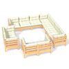 vidaXL Salon de jardin 11 pcs avec coussins cr&egrave;me Bois de pin solide