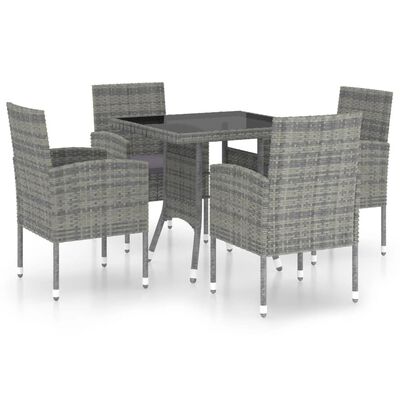 vidaXL Ensemble à manger de jardin 5 pcs Résine tressée Anthracite