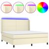 vidaXL Sommier &agrave; lattes de lit matelas LED Cr&egrave;me 180x200 cm Similicuir